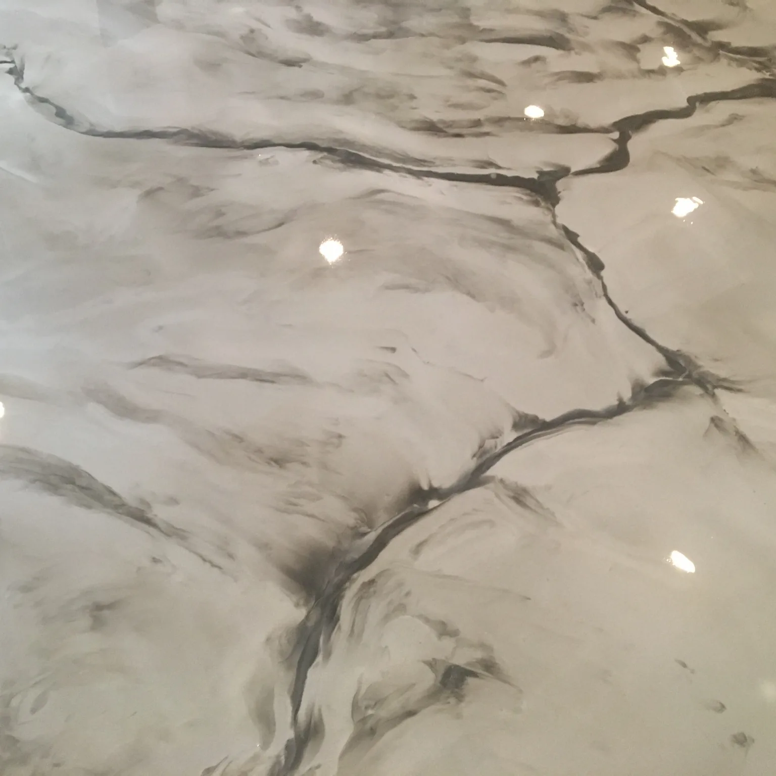 White and gray metallic floor